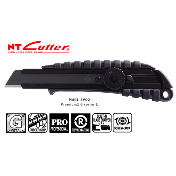 日本NT CUTTER 黑魂金屬大介刀(旋轉式)PMGL-EVO2 18MM大型黑刃美工刀