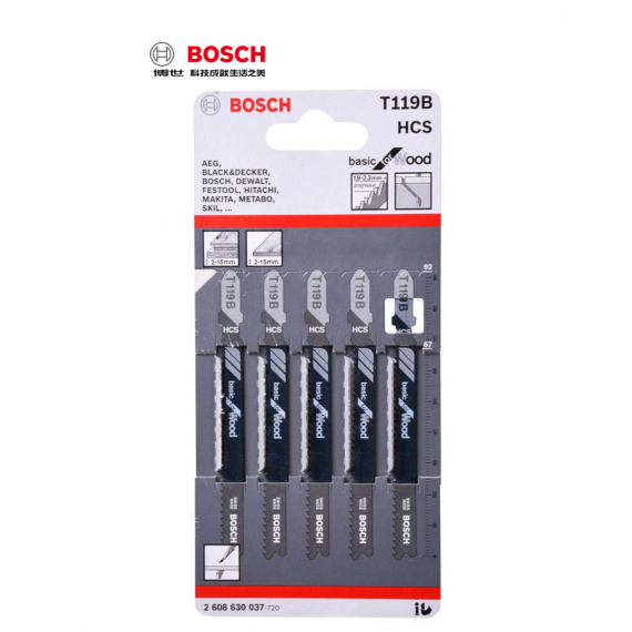 BOSCH T 119B  提升級 三夾板、纖維板、快速切割積梳鋸片 曲線鋸片